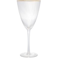 Jogo 2 Tacas 400ml De Vidro Para Vinho Com Borda Dourada Lines